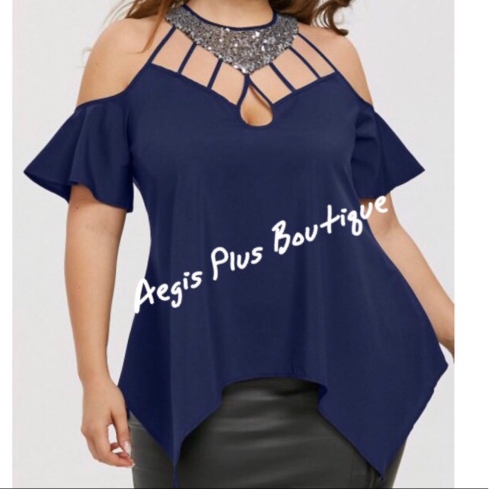 Top formal azul marino